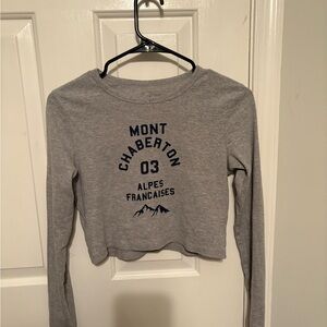 PacSun Gray Long Sleeve Crop Top